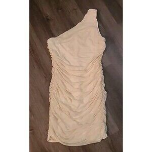 NWOT Anrabess Dress XL Cream Formal One Shoulder Knee Length Off White